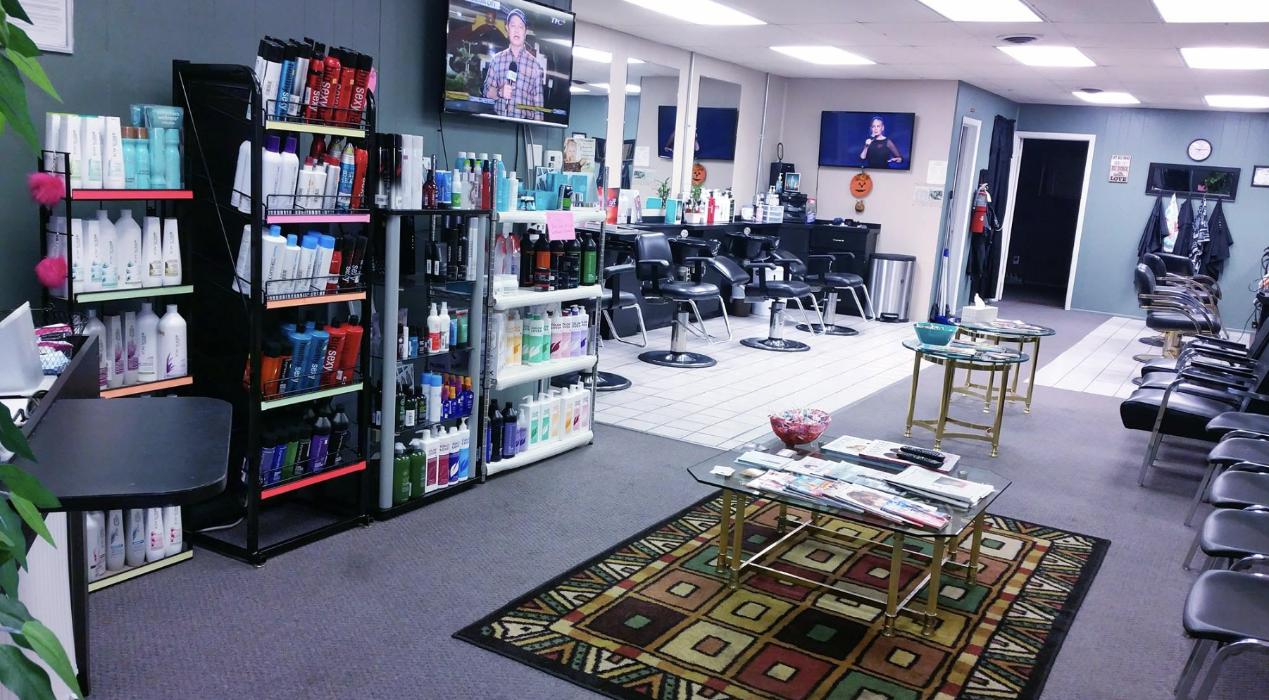 Salon interior with styling chairs